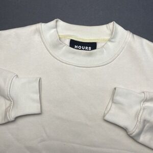 HOURS Collection Drop Shoulder Crewneck Sweatshirt Men XL Off White Cream Fleece